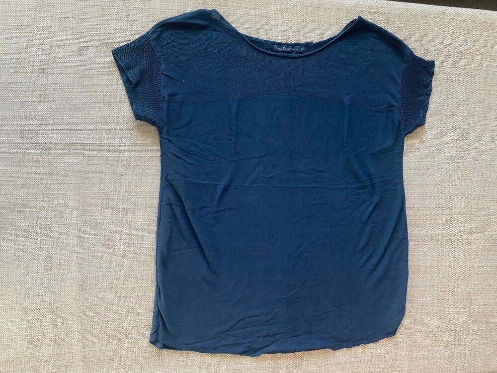 TRANSIT par-such Womens Size M Blue 100% Cotton Short Sleeve Knit Top Italy